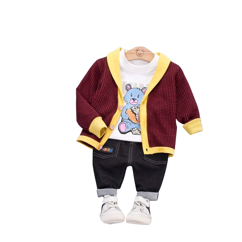 

Autumn baby boys clothing set toddler 3Pcs/set coat+t shirt +pants bebes Baby boy Newborn baby clothes full Sleeve boy Clothes