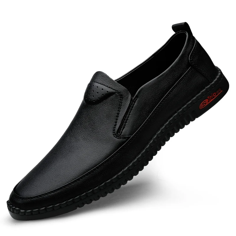 20 Men Shoes Casual Cow Leather Rubber Luxury Brand Loafers Slip on Breathable Adult Mens Flat Genuine % | Обувь