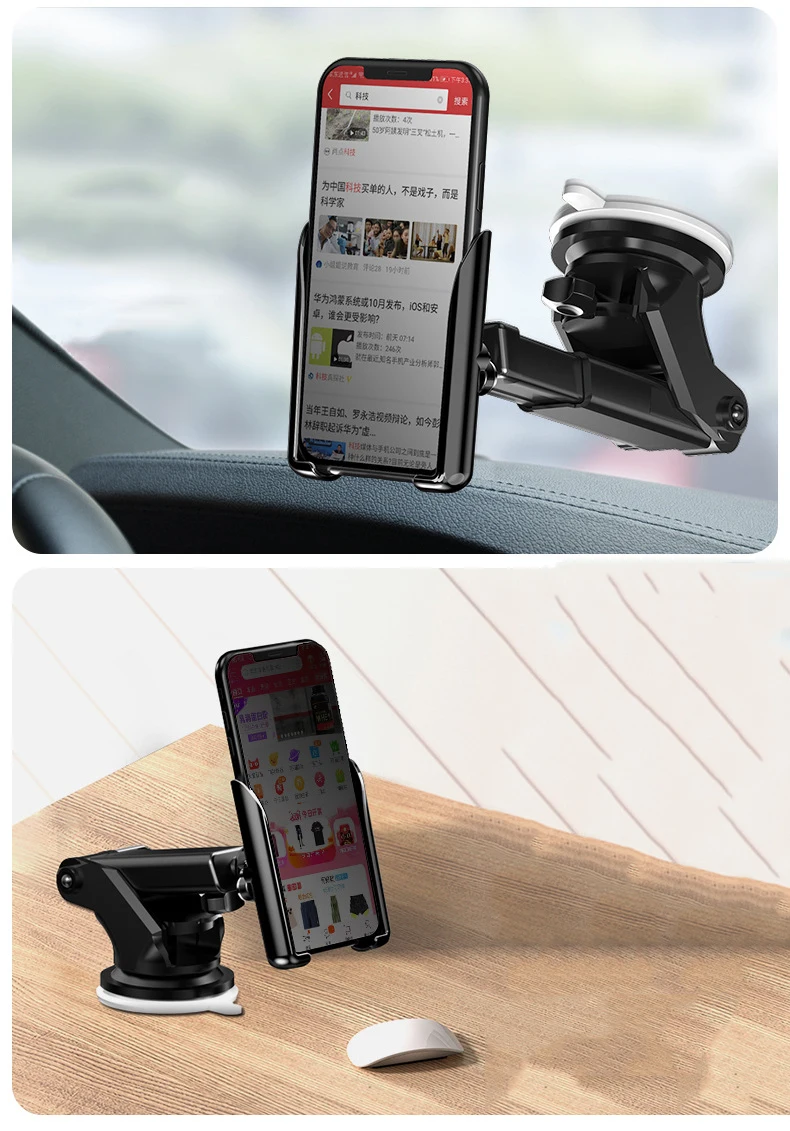 Gravity Car Phone Holder Long Arm Support Smartphone Voiture No Magnetic Stand For iPhone HuaWei Xiaomi redmi note 7 mi 9t