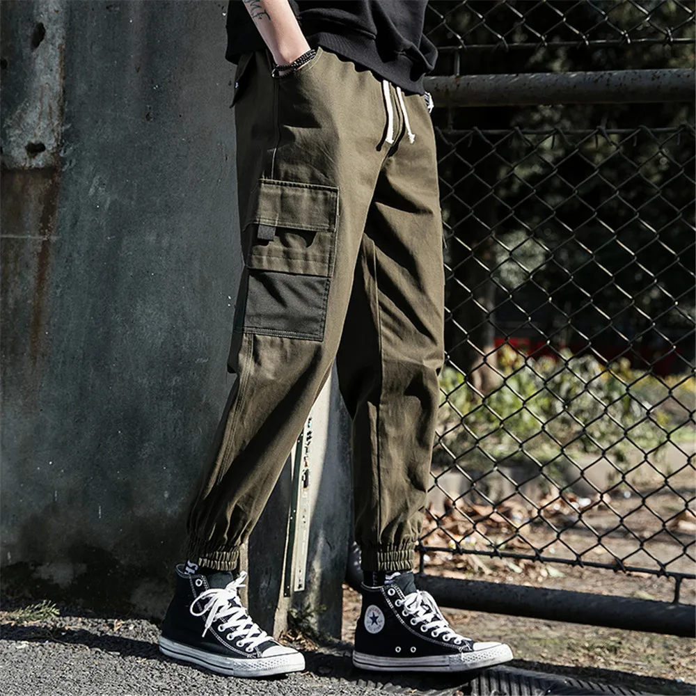Army Green WWKK новые мужские широкие спортивные свободные армейские зеленые шаровары свободная одежда на шнурке эластичные Эластичные Боковые карманы джоггеры брюки - Цвет: Army Green