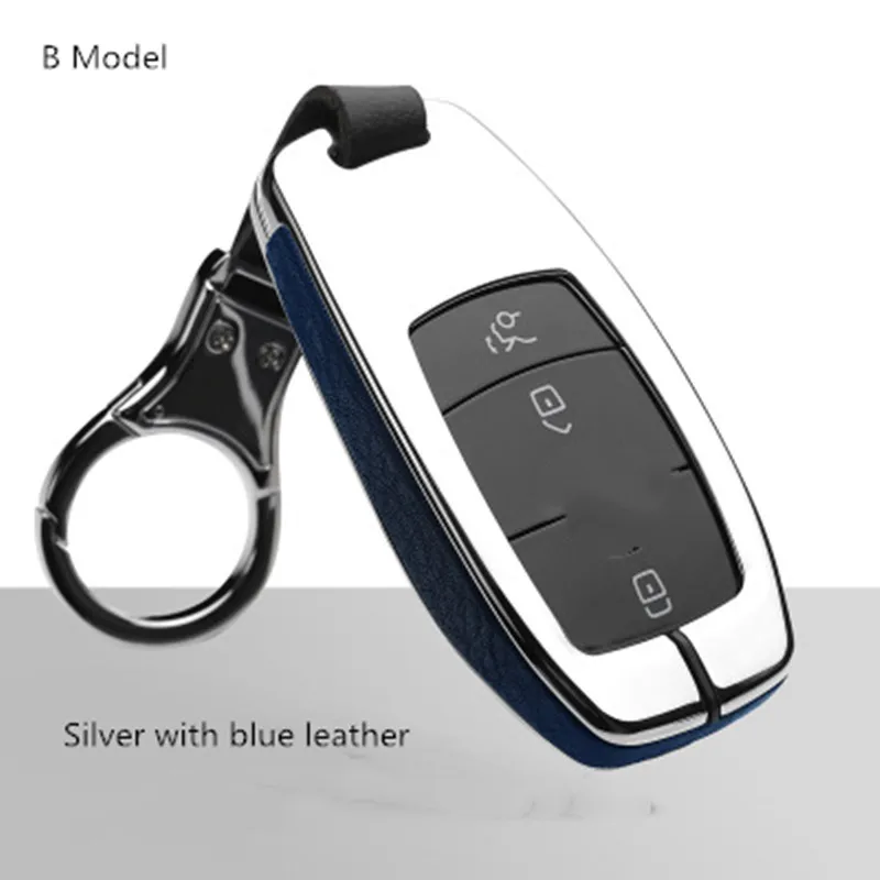 Цинковый сплав кожаный чехол для автомобильных ключей, чехол для Mercedes Benz W203 W210 W211 W124 W202 W204 W212 W176 AMG EClass W213 Sclass - Название цвета: 9