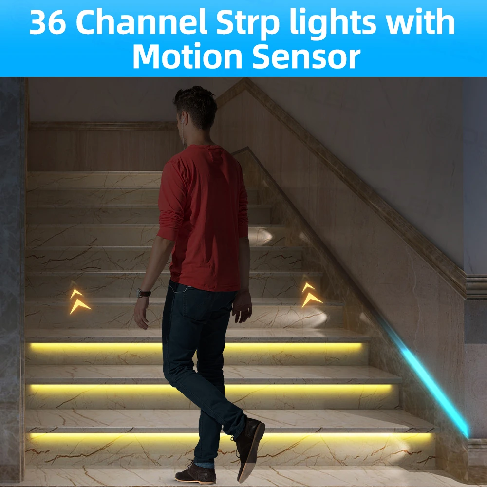 tira de luz led con sensor de movimiento para escaleras luz de atenuacion inalambrica luz nocturna de movimiento para interiores cinta flexible led