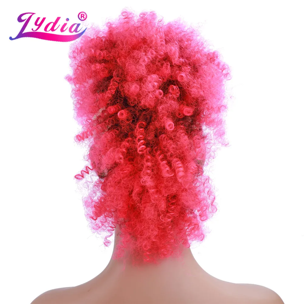 lydia peruca puff afro meio grampos em prendedores de extensão de cabelo coloridos