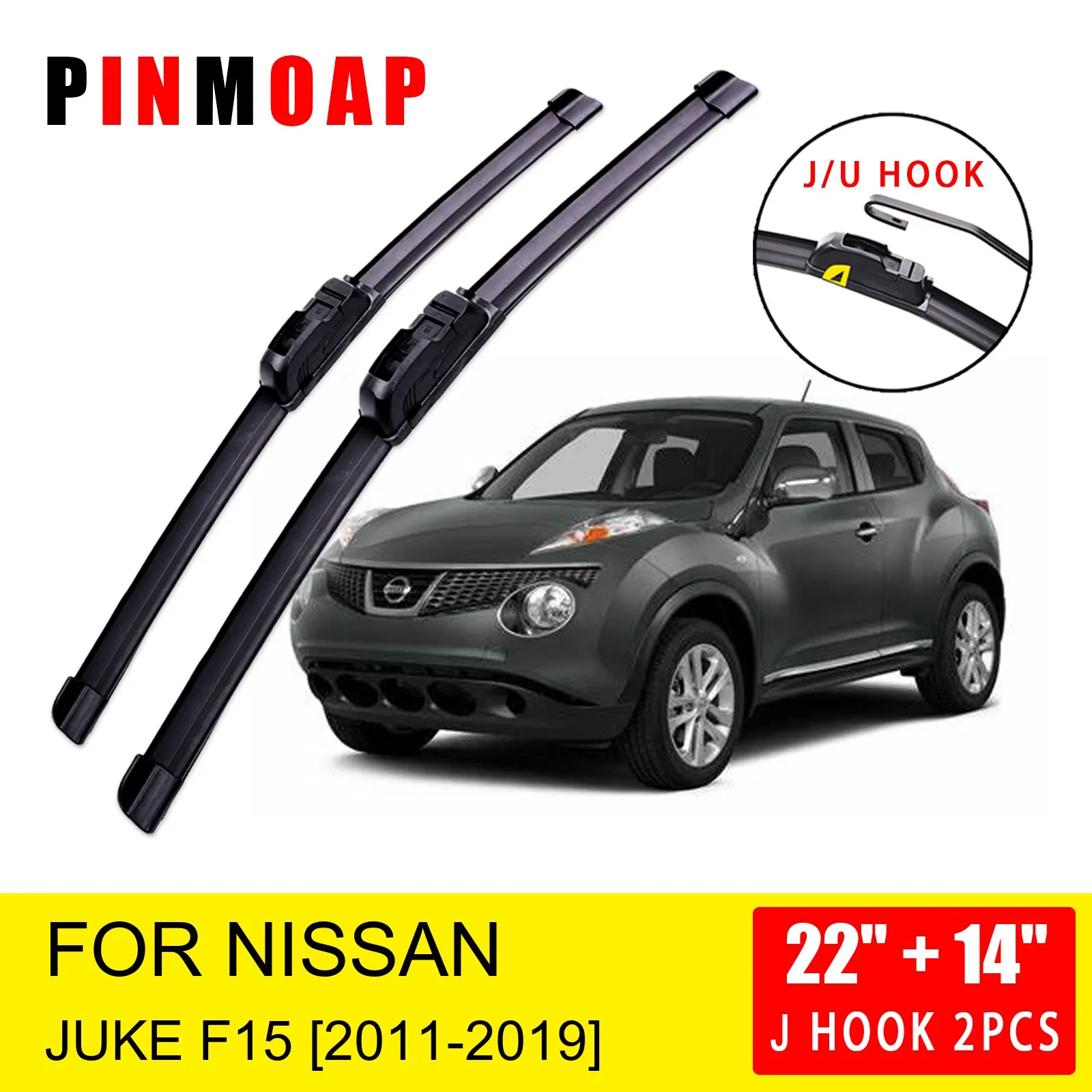 

For Nissan JUKE F15 2011 2012 2013 2014 2015 2016 2017 2018 2019 Front Wiper Blades Brushes Cutter U J Hook