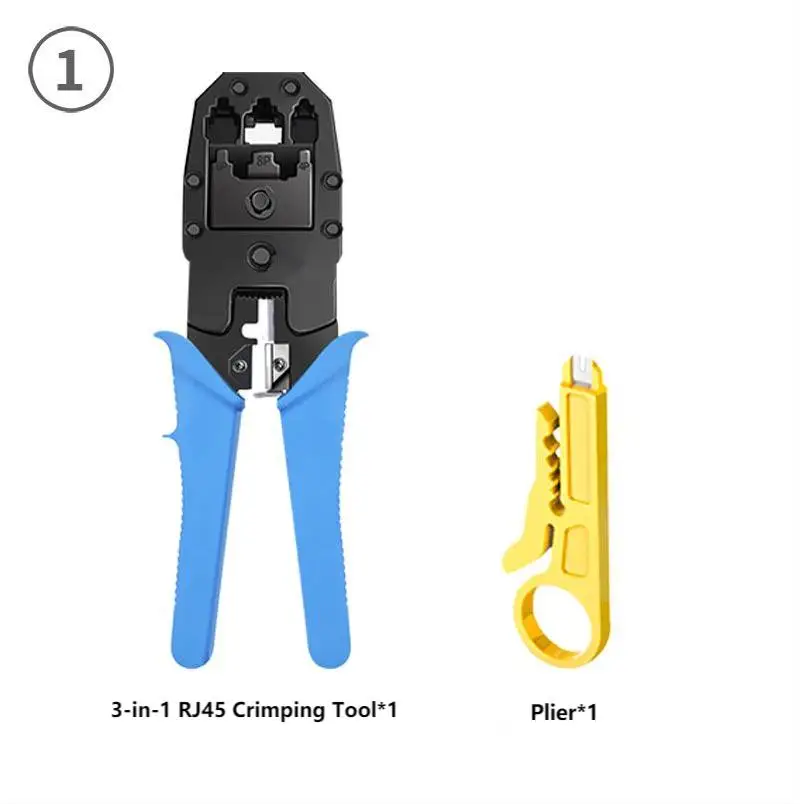 RJ45 Crimping Tool Stripper Plier Cutter Cat5e Connector Lan Cable Tester for Cat5 Cat6a Cat7 