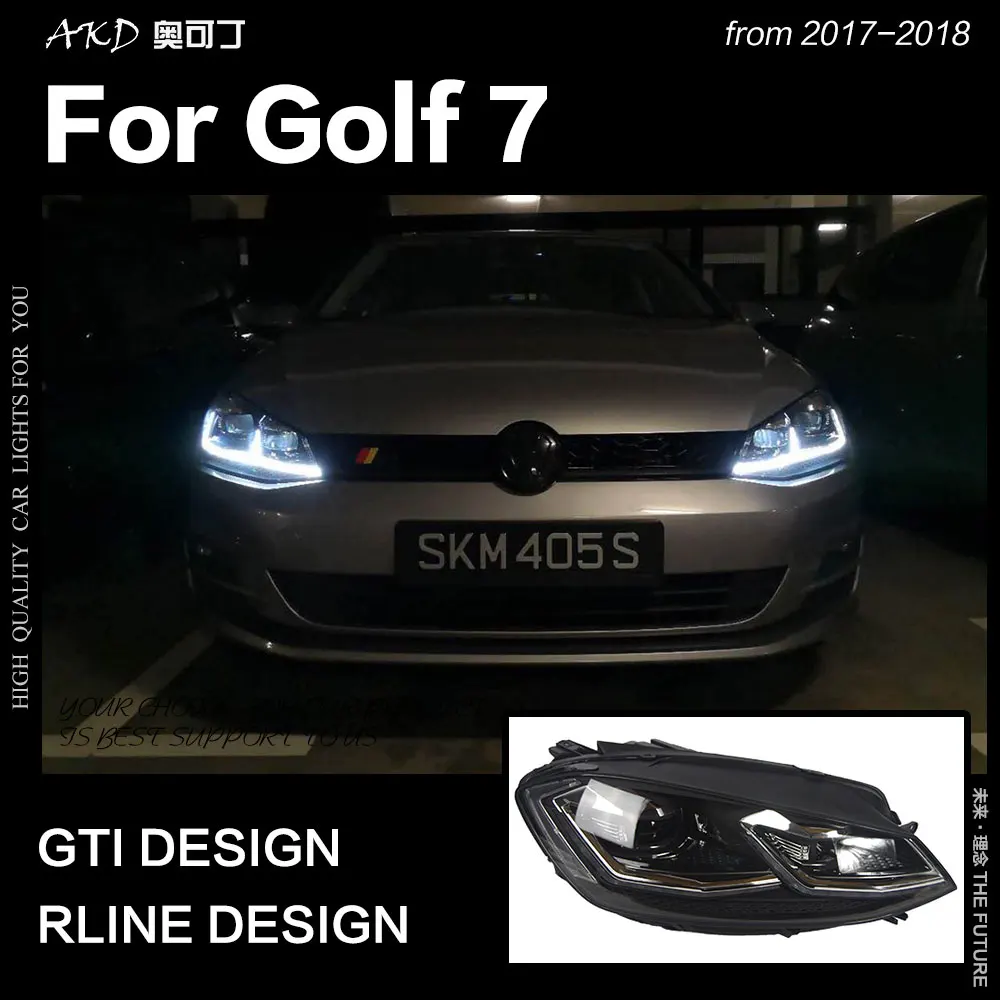 АКД стайлинга автомобилей для VW Golf 7 MK7 светодиодный фар Golf7.5 r образный дизайн LED DRL