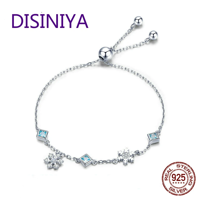 DISINIYA Exquisite New 925 Sterling Silver Winter Snowflake Women's Bracelet Chain Ring JewelryBSB00001 | Украшения и