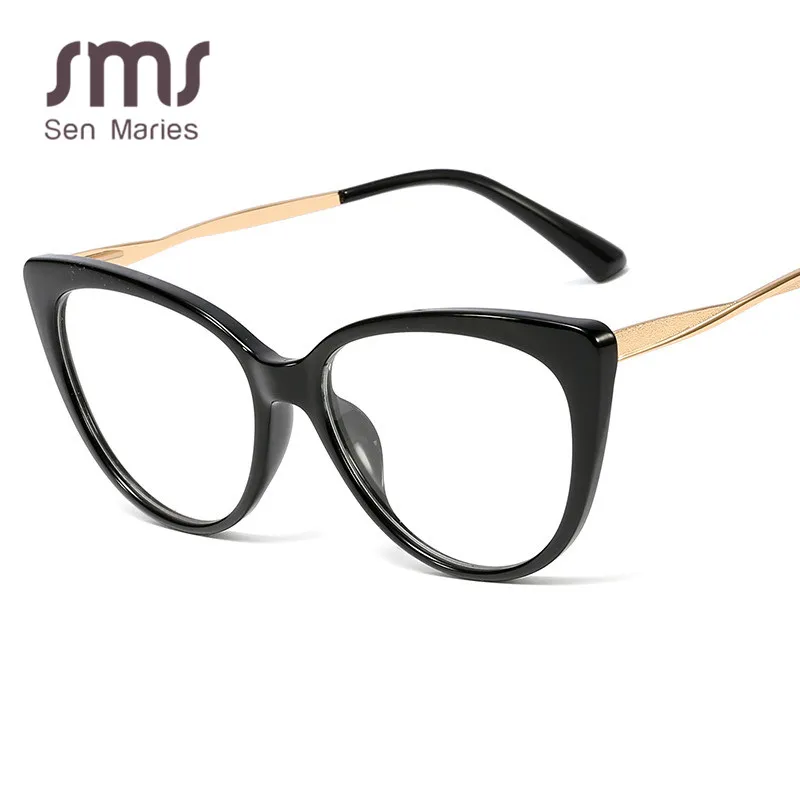 Fashion Flat Mirror Optical Glasses Female Metal Luxury Brand Designer Spectacles Transparent Cat Eye Glasses Frame Male Myopia