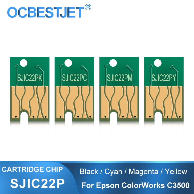 For EPSON SJIC22P Ink Cartridge Chip For Epson ColorWorks C3500 TM-C3500 Label Printer Chips One Time Chip 28ml