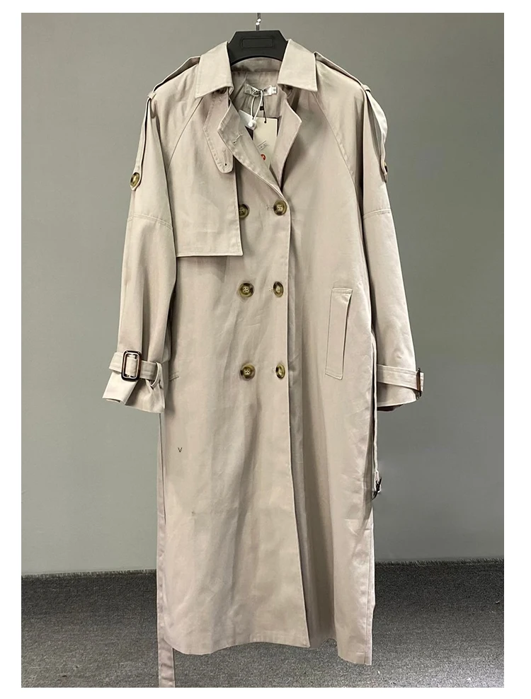 2022 Spring Autumn Russia Fashion Brand Women Long 100% Cotton Trench Coat Large Size Belted Raincoat Windbreaker Manteau Femme long puffer jacket