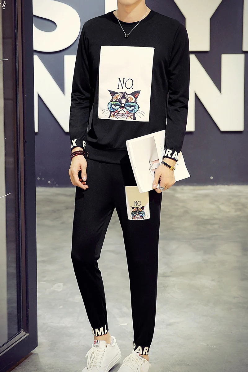 90% OFF 2019 Spring Set Men New Sportswear Autumn Suit Clothes Tracksuits Male  Sweatshirts +Sweatpants Mens Sporting Track Suits