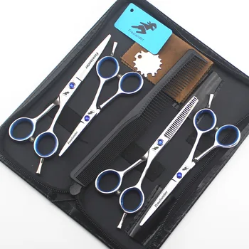 

4" 5" 5.5" barber scissors set sliver 440C steel hair salon styling hairdressing tools Japanese hairdressing scissors set
