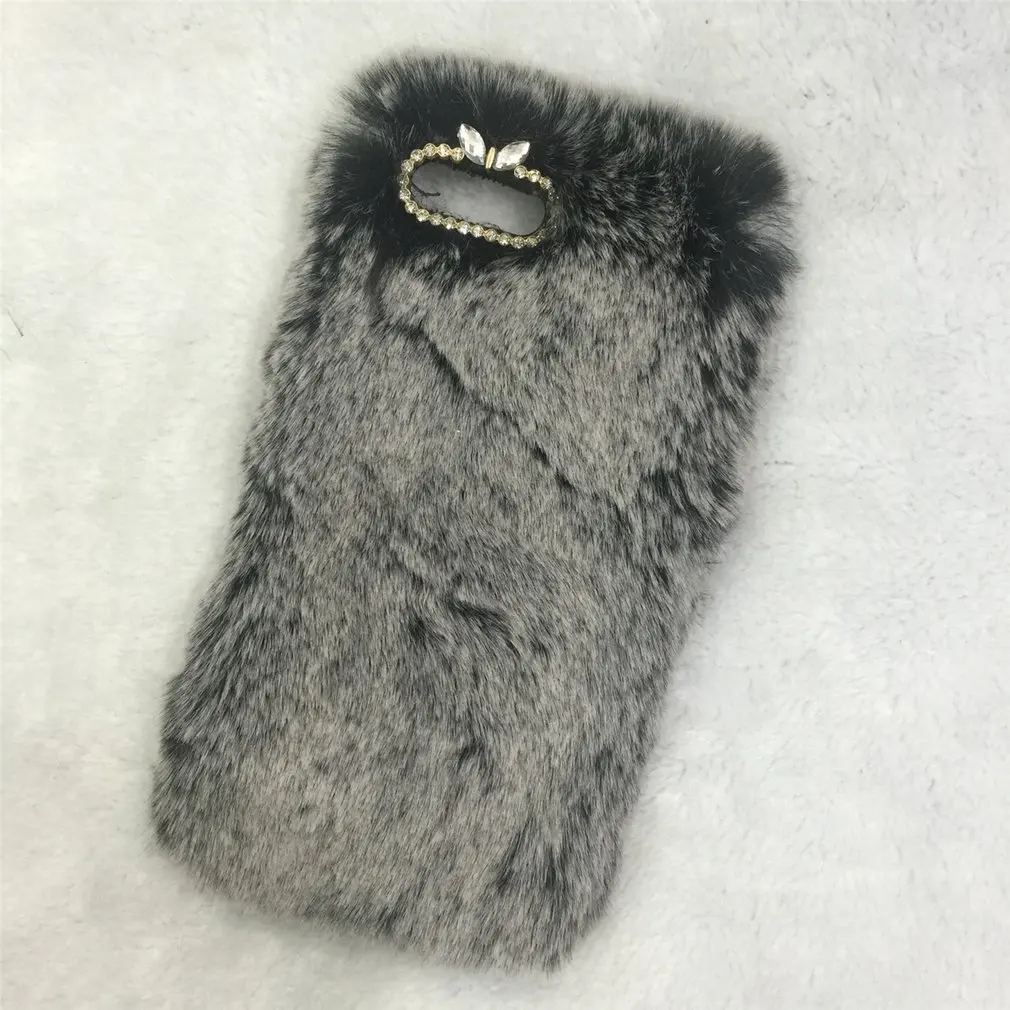Серый Рождественский DIY 3D чехол с милым котом для iPhone 6 PLUS 6S 6splus 7 Plus 8 PLUS Мягкий мех плюш жесткий чехол для телефона Fundas - Цвет: Серый