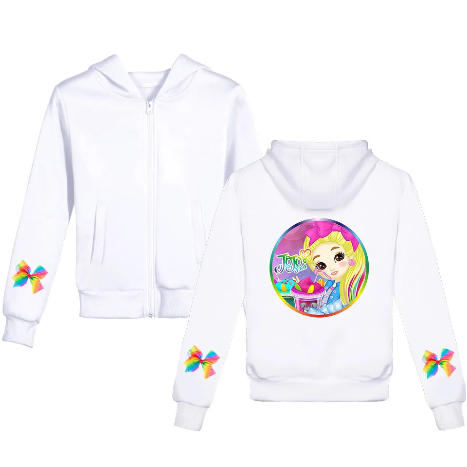 E JoJo Siwa/осенне-Весенняя Толстовка для девочек; Верхняя одежда на молнии с длинными рукавами и капюшоном; Детские повседневные хлопковые толстовки; розовые Топы; От 4 до 12 лет для детей - Цвет: E