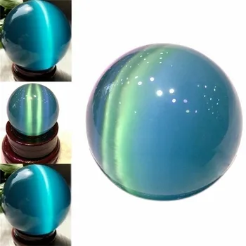 

40mm Blue Cat's eye Opal Stone Ball Natural Quartz Crystal Sphere fengshui Ball Stone for Home Bedroom Office Decoration Gift