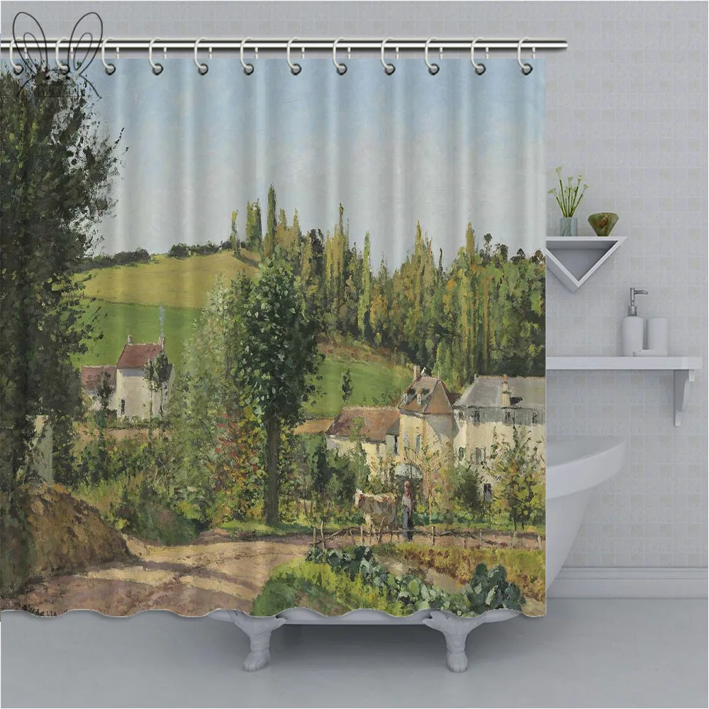 Aplysia Oil Painting Bath Shower Curtain 3D Tree Mildew-proof Polyester Fabric Shower Curtains For Bathroom Decor