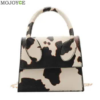 

Fashion Exquisite Shopping Bag Cow Print Women Leather Shoulder Bag Top-handle Female Chain Crossbody Handbags