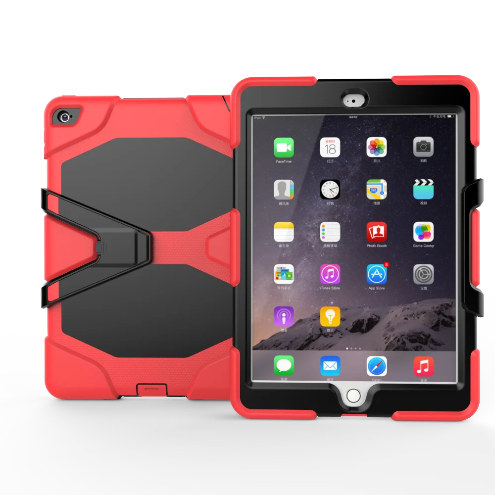 Для iPad Air 2/iPad 6 Чехол трехслойный ударопрочный Прочный силиконовый чехол из ТПУ со встроенным защитным чехлом для экрана