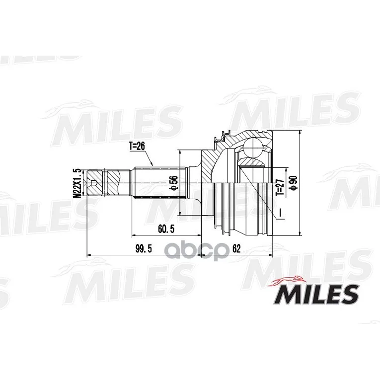 Шрус Toyota Camry Iii-Iv V10/V20/Celica V/Lexus Es 2.0-2.5 89-01 Нар. Miles Ga20472 Miles арт. GA20472