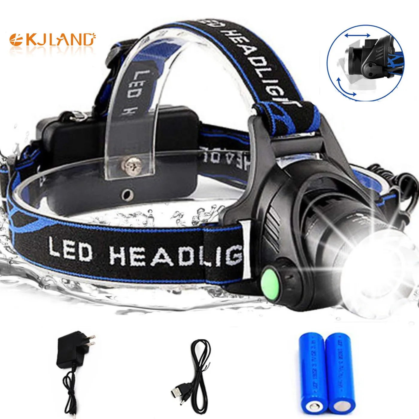 

LED Headlamp Flashlight Usb-Charging Rechargeable Camping Zoom Switch-Modes