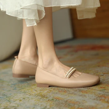 

Spring and autumn 2020 new retro all-match leather single shoes women's square toe thick heel Mary Jane shoes X334
