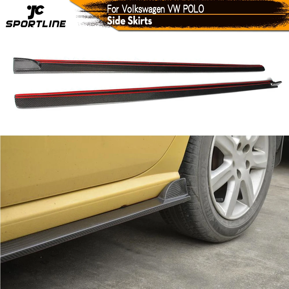 Боковые юбки для гонок из углеродного волокна/FRP Volkswagen VW Polo Hatcback 4 двери 2014 2016|skirt