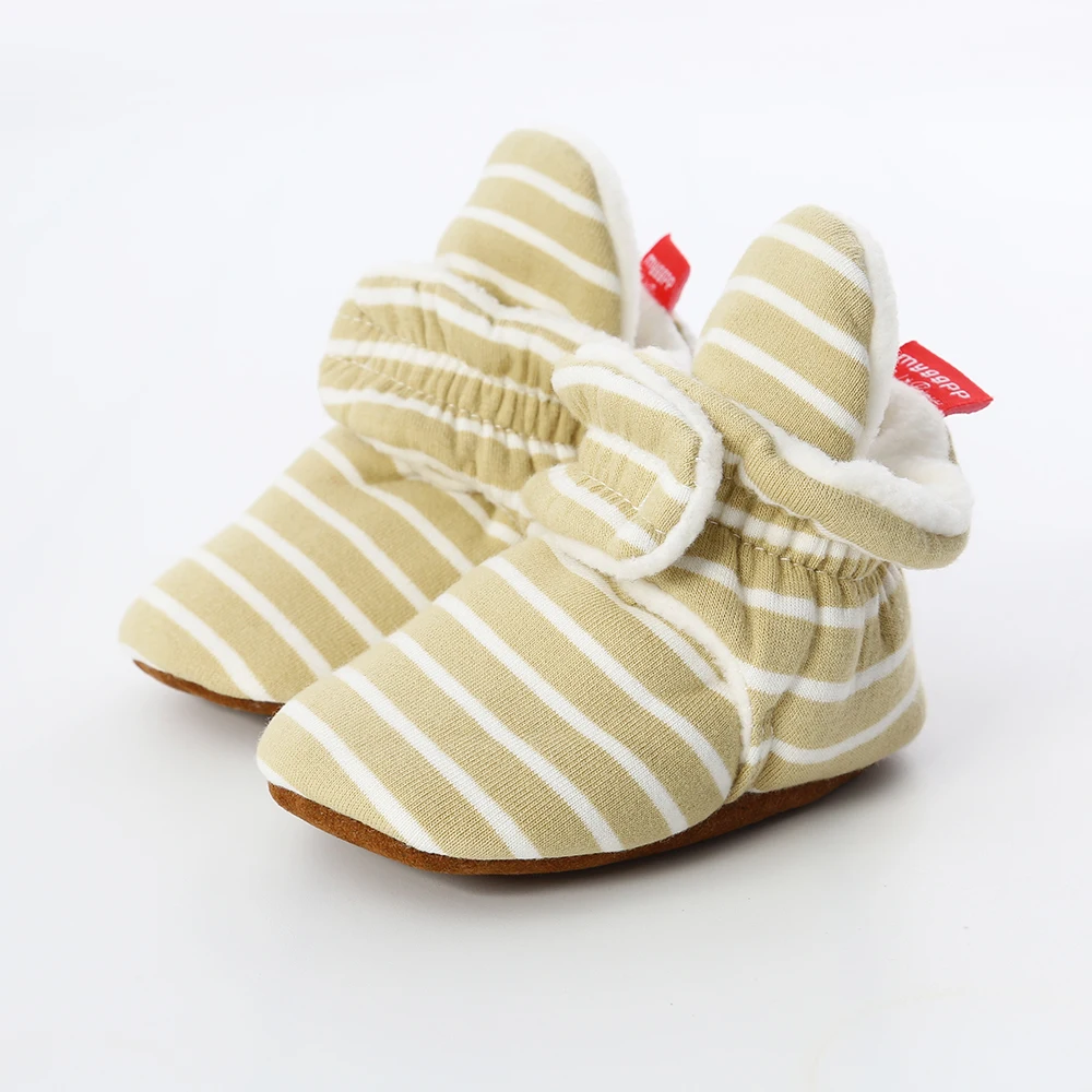 Новинка; модная теплая обувь для новорожденных девочек с мягкой подошвой; Нескользящие тапочки для малышей - Цвет: Хаки