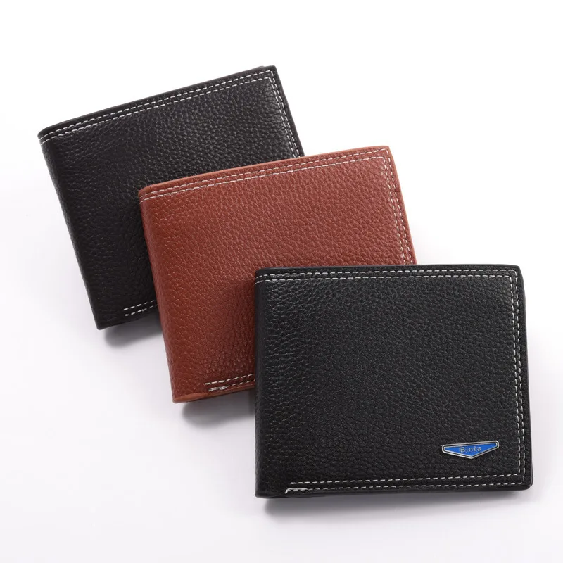 

New Style Men Business Card Bit More Wallet Ultra-Thin PU Leather Leaflet Horizontal Version Purse Wallet