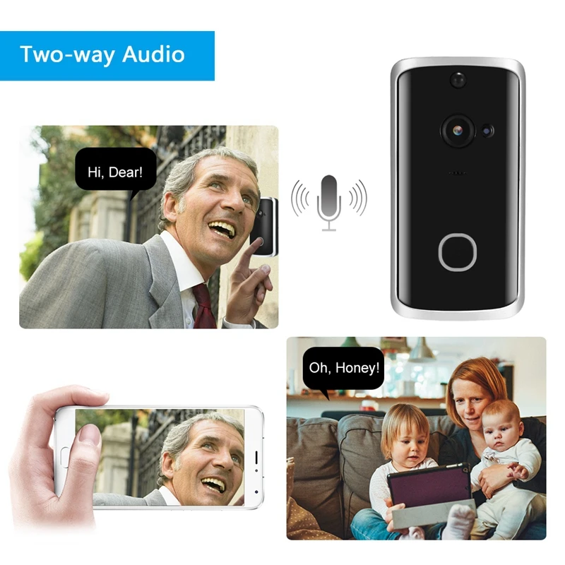 Wifi Security Doorbell Smart Hd 720P Visual Intercom Recording Video Door Phone Remote Home Monitoring Night-Vision With Receive