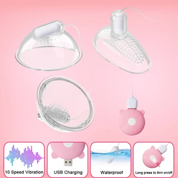 Nipple Massage Vibrator Breast Pump Enlargement Adult Sex Toys for Women Nipple Suction Cup Clitoris Stimulator Remote Control 4