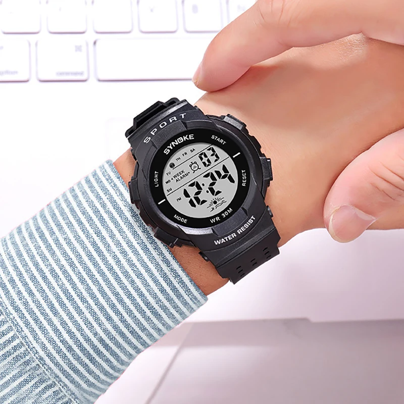 Student Running Seconds Watch Breathable Long And Empty Watch Luminous Multifunction Electronic Watch 30m waterproof