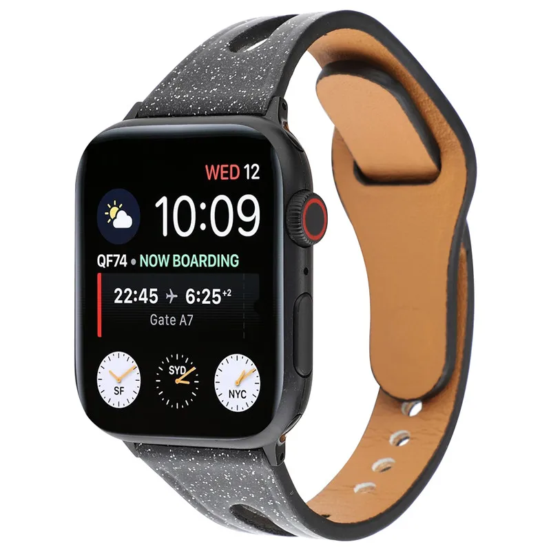 Из натуральной кожи петлевой браслет для наручных часов Apple Watch 4 полосы slim fit ремень 44/40/42/38 мм Замена аксессуары для запястья для наручных