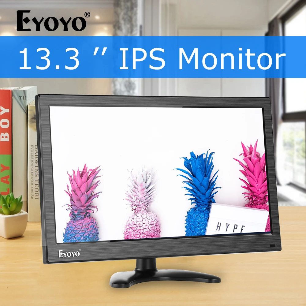 

Eyoyo EM13Y 13.3" Inch BNC IPS monitor HDMI LCD Screen With AV BNC VGA HDMI USB two Speakers Display For TV CCTV security camera