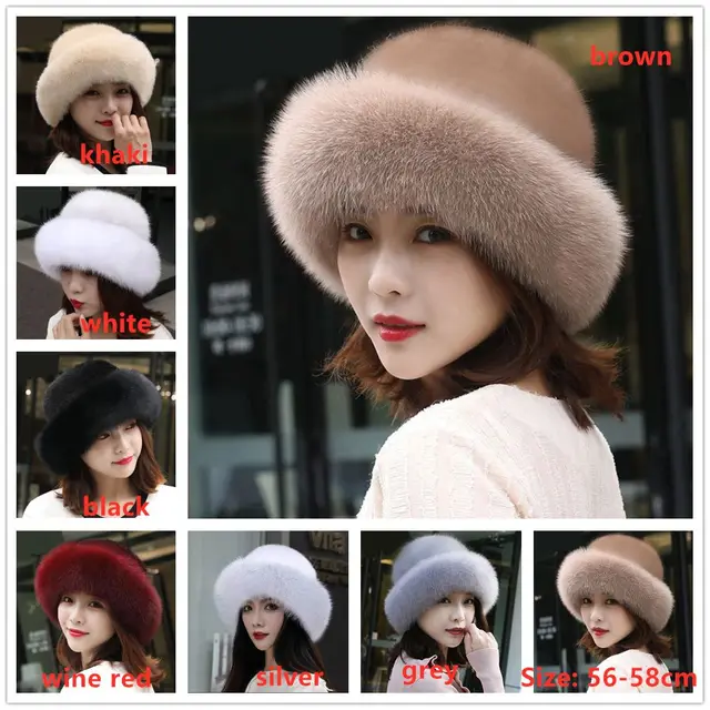 Gifts Earmuffs Furry Women s Faux Fur Hat Faux Fox Fur Brim Warm Cap Berets