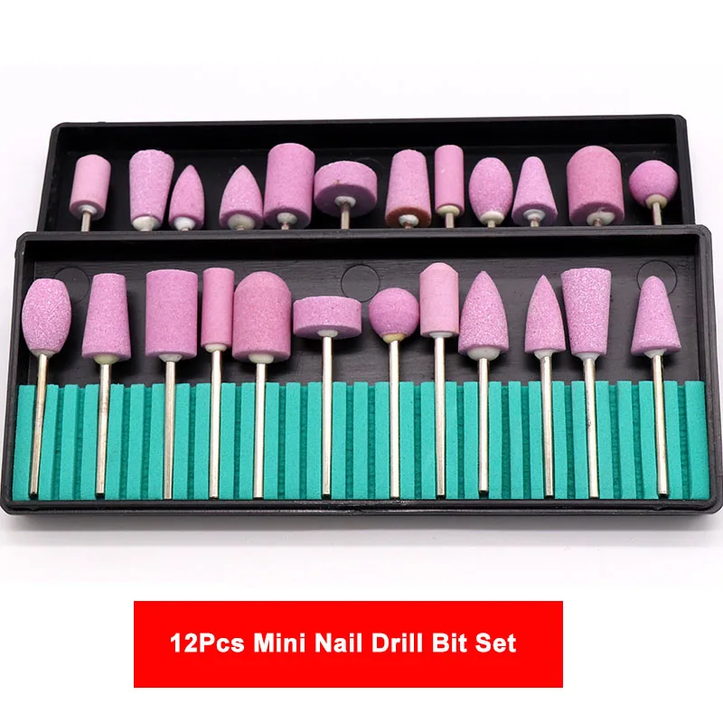 Набор миниатюрных насадок для маникюра комплект из 12 кварцевого абразивного