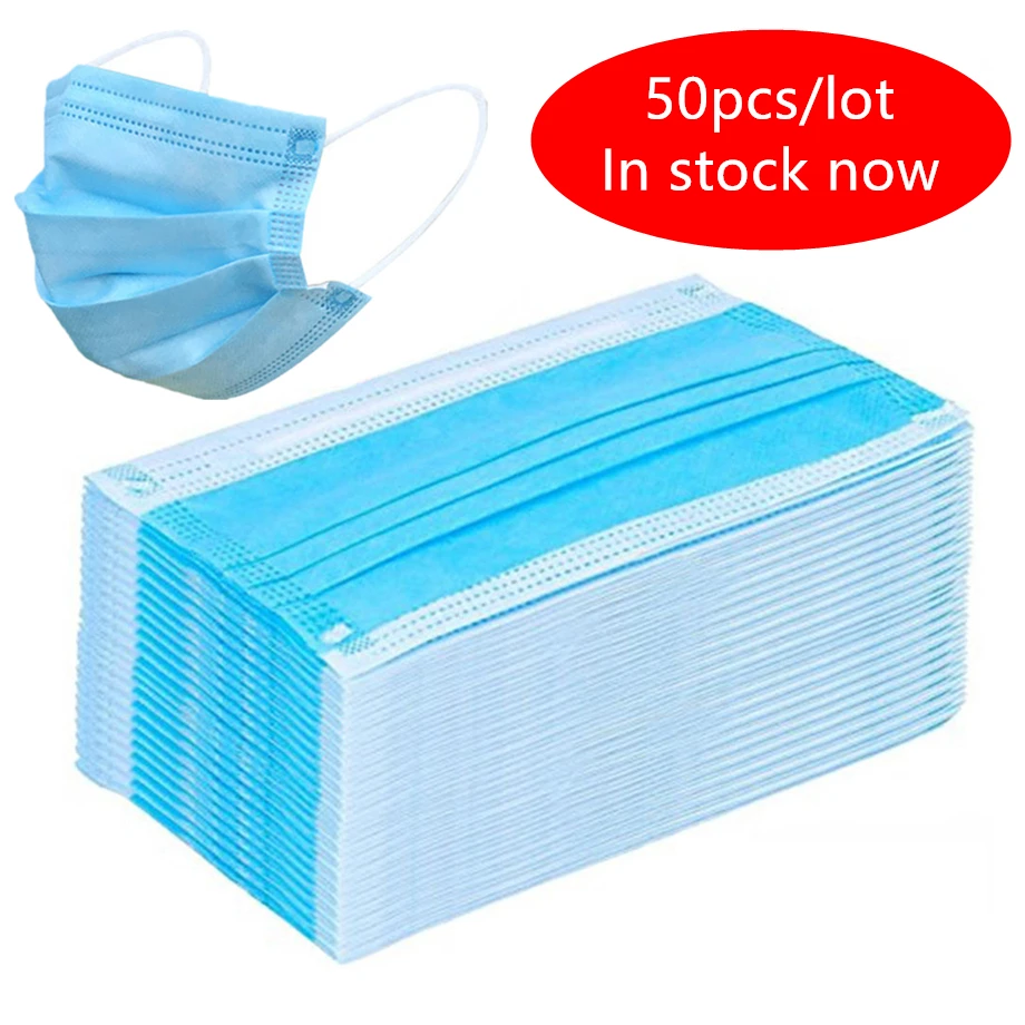 

10/50pcs Mouth Mask Disposable Blue Non Woven Mouth Face Mask Anti virus formaldehyde bad smell Bacteria proof face mouth mask