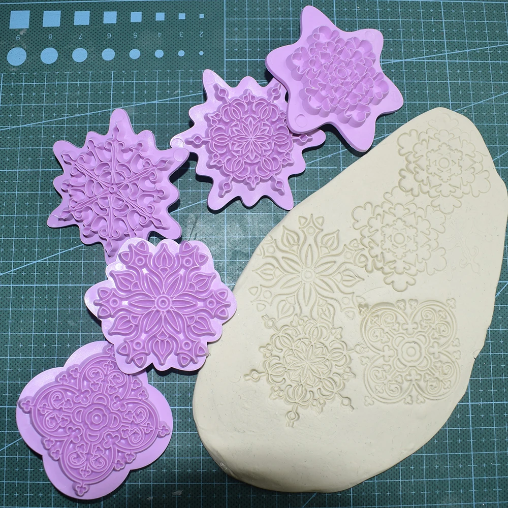 Fimo Mandala Texture Stamp 38 X38 mm 1 12 X 1 12 For PMC Polymer Clay Art Clay Metal Clays Florada 5