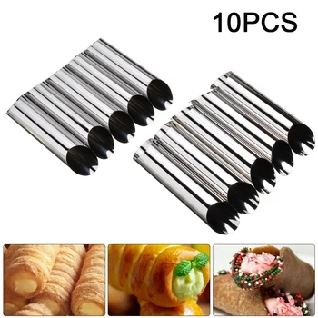 

10pcs Hollow Bread Tube Stainless Steel Cannoli Form Cream Tubes Shell Butter Horn Sweet Cones Mould Baking Pastry Mold Bakeware