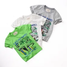 Футболка с короткими рукавами для мальчиков Новое Стильное Летнее Детское платье в европейском и американском стиле детская одежда из чистого хлопка с принтом динозавра