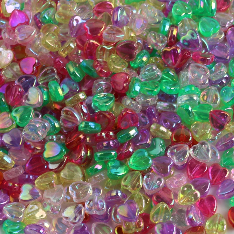 

100pcs/lot Acrylic Beads 4x9mm Mixed Heart Loose Spacer Beads for Needlework Jewelry Making Handmade DIY Bracelet Accessories