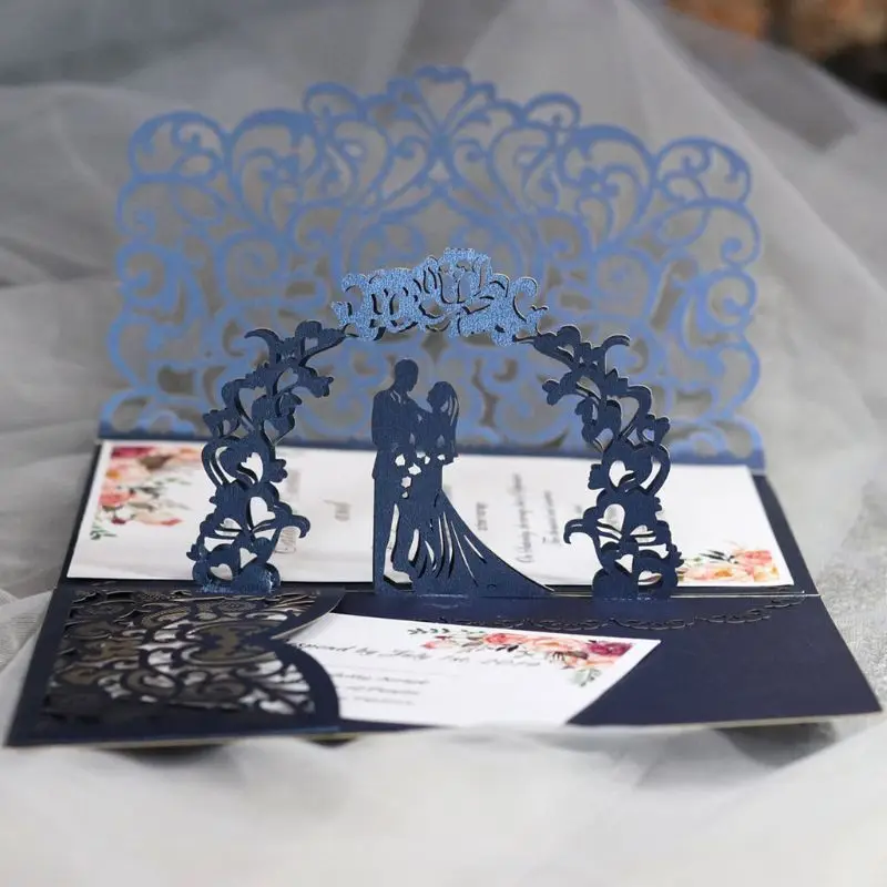  10 Pcs 3D European Style Wedding Invitation Card with Envelope Kits Party Supply - 4.00049E+12