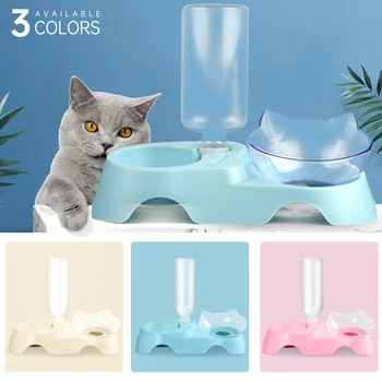 

Pet Cat Bowl with Water Dispenser Cat Kitten Food and Water Bowls Raised Stand Dog Feeder Pet Supplies