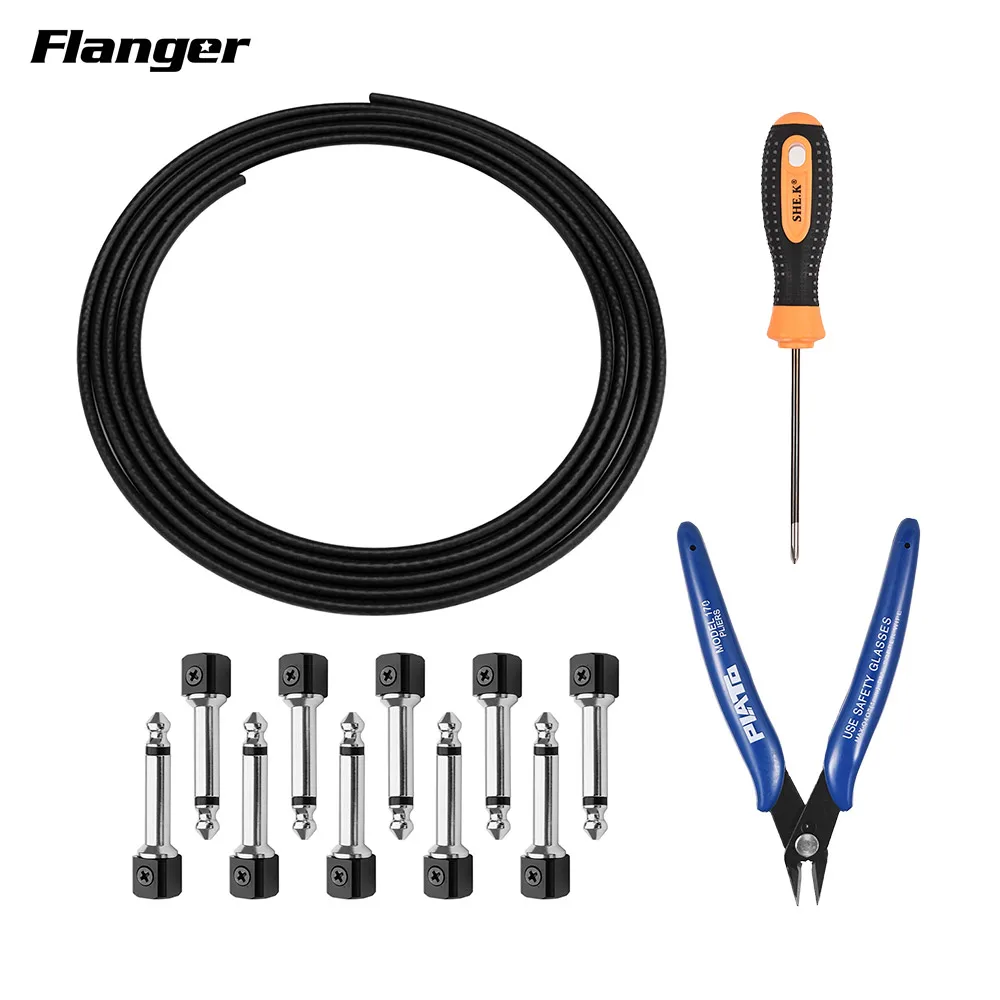 

Flanger FLG-005 DIY Solderless Instrument Kit Guitar Effect Pedal Cable Cord DIY Set with 10pcs 1/4 Inch TS Plugs