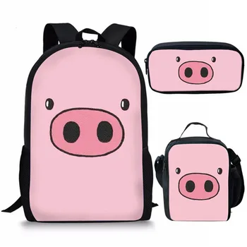 

Cute Pet Pig Print School Bag Set for Little Boys Girls Lovely Children Backpacks Student Book Bags Kids Back Pack Schoolbags