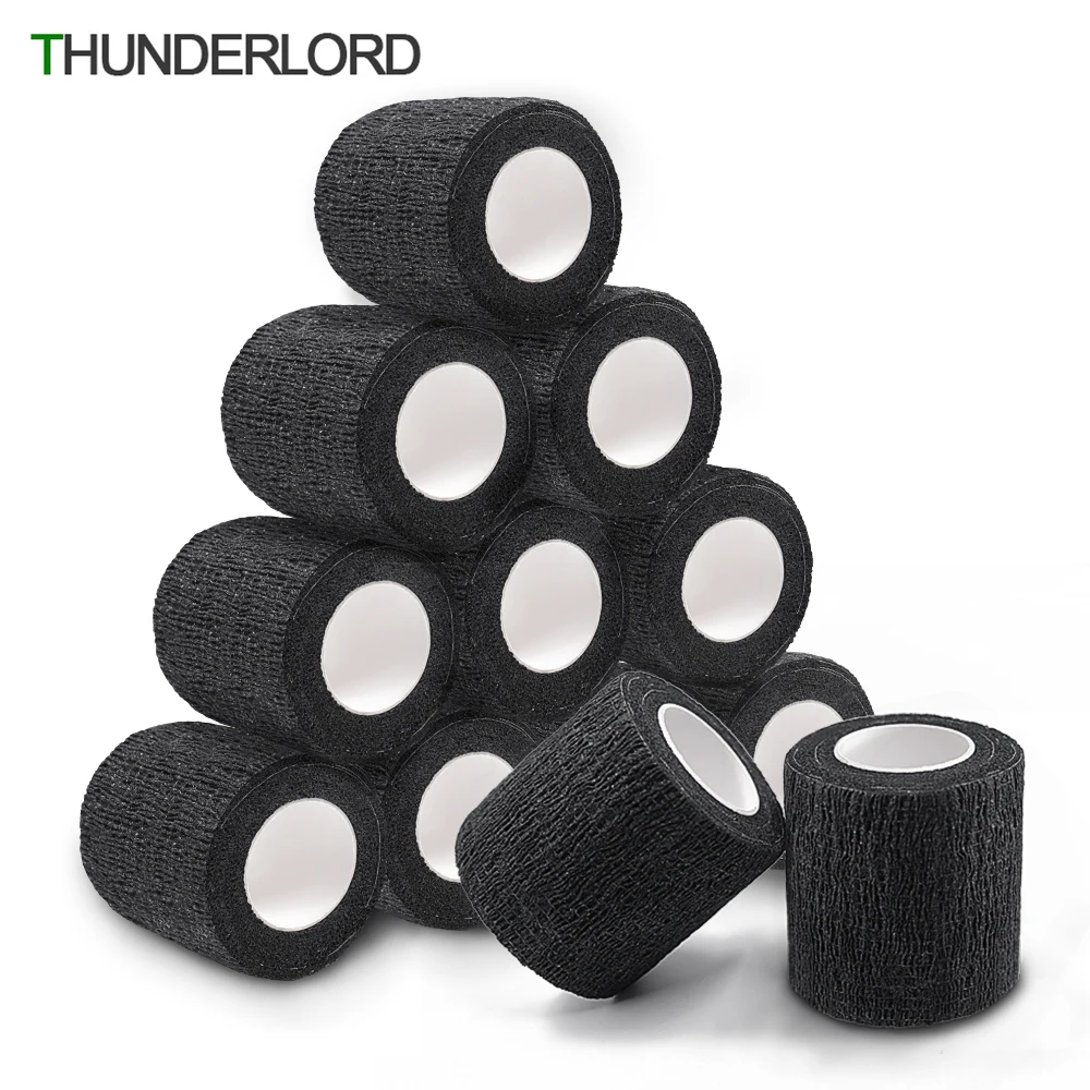 

2"x 5 Yards Tattoo Grip Cover Wrap Black Disposable Self Adhesive Cohesive Bandage Tape Handle Grip Tube for Tattoo Machine Grip