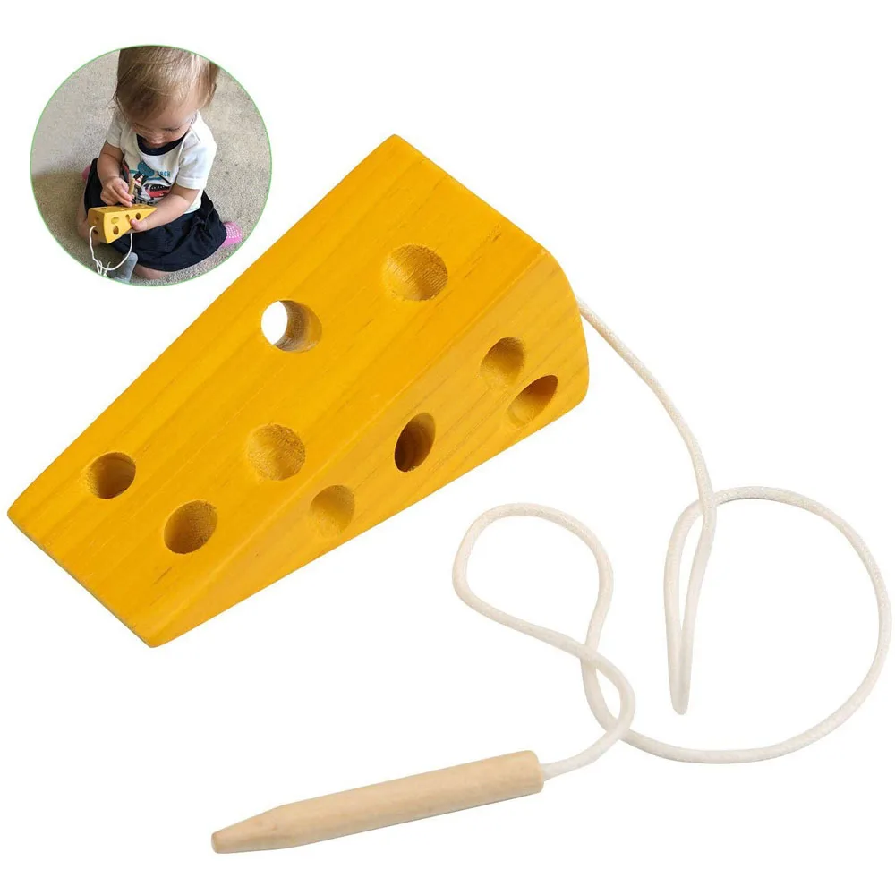 Montessori Activity Wooden Cheese Toy, Children Kids Early Learning Educational Wood Block Puzzles Toy