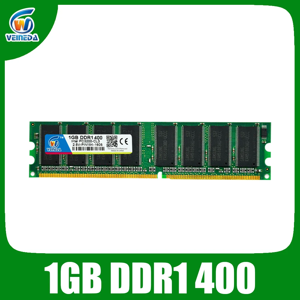 VEINEDA DDR 400 4 Гб 4x1 ГБ PC3200 400 МГц 184pin ddr1 полиэтилен низкой плотности Desktop Memory 2Rx8 CL3 DIMM совместимый ddr333 pc2700