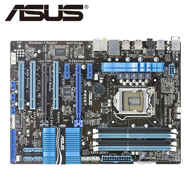 LGA1155 для ASUS P8H67 оригинальная настольная H67 1155 Материнская плата DDR3 USB3.0 SATA3 |