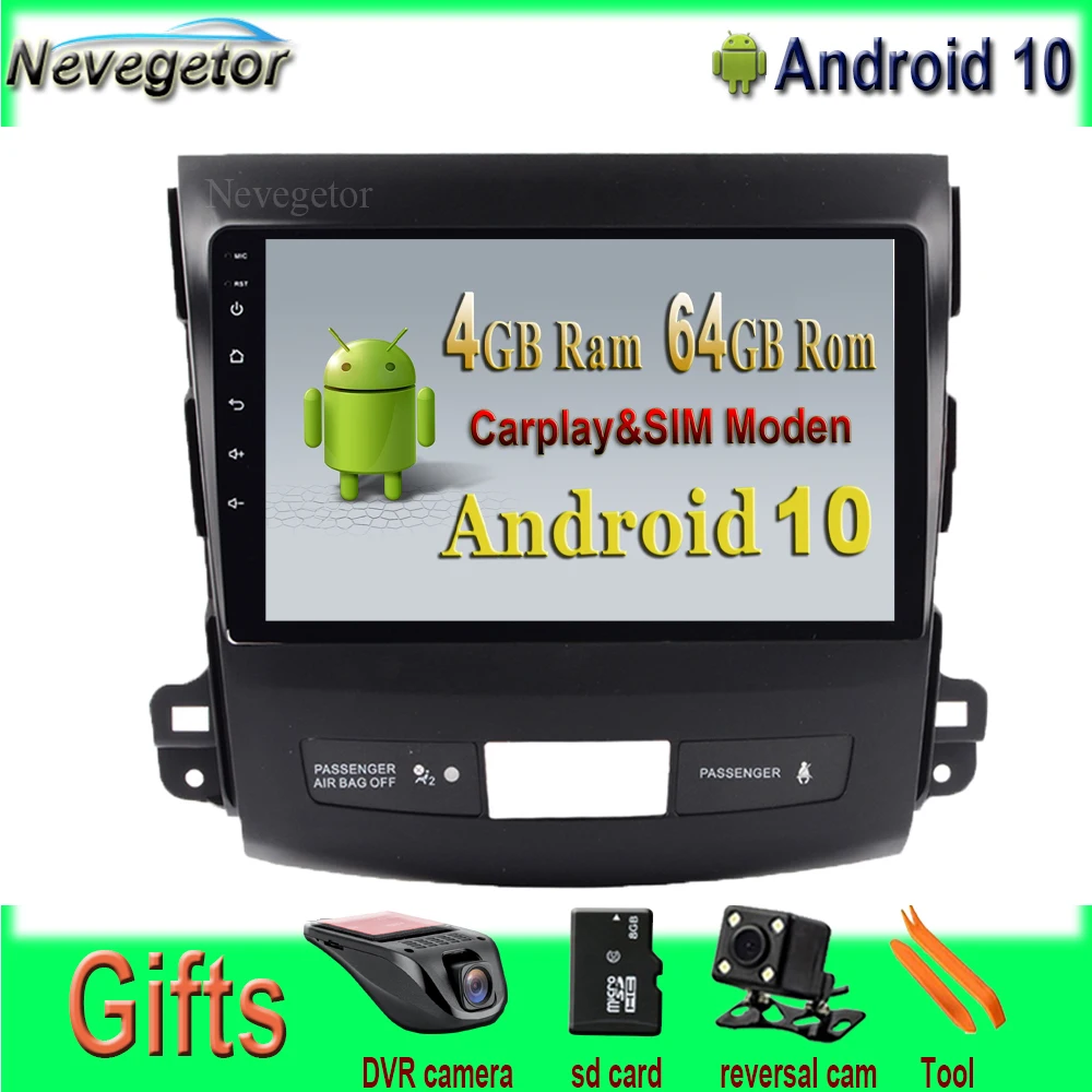 9 ''Автомобильный мультимедийный плеер Android 10 для Mitsubishi Outlander/luckygeot4007 2006 2011