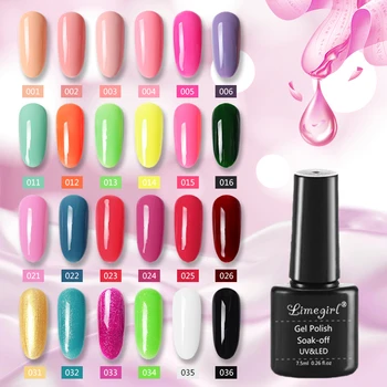 

Limegirl 7.5ML Nail Glitter Gel Polish Soak Off Nail Art Led Nail Gel Varnish Semi Permanent UV Nail Polish Lacquer 80 Colors